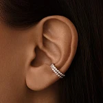 Серебряный кафф с двойной дорожкой фианитов MIESTILO 