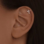 Серебряный пирсинг крест с фианитами MIESTILO