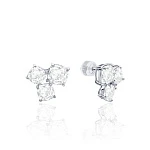 Серебряные тройные серьги A LA RUSSE с фианитами