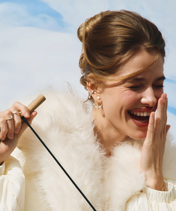 Серьги джекеты из серебра с натуральным жемчугом