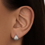 Серебряные серьги-кольца с паве из фианитов MIESTILO 