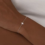 Браслет серебряный на ногу и на руку со звездой и фианитами MIESTILO
