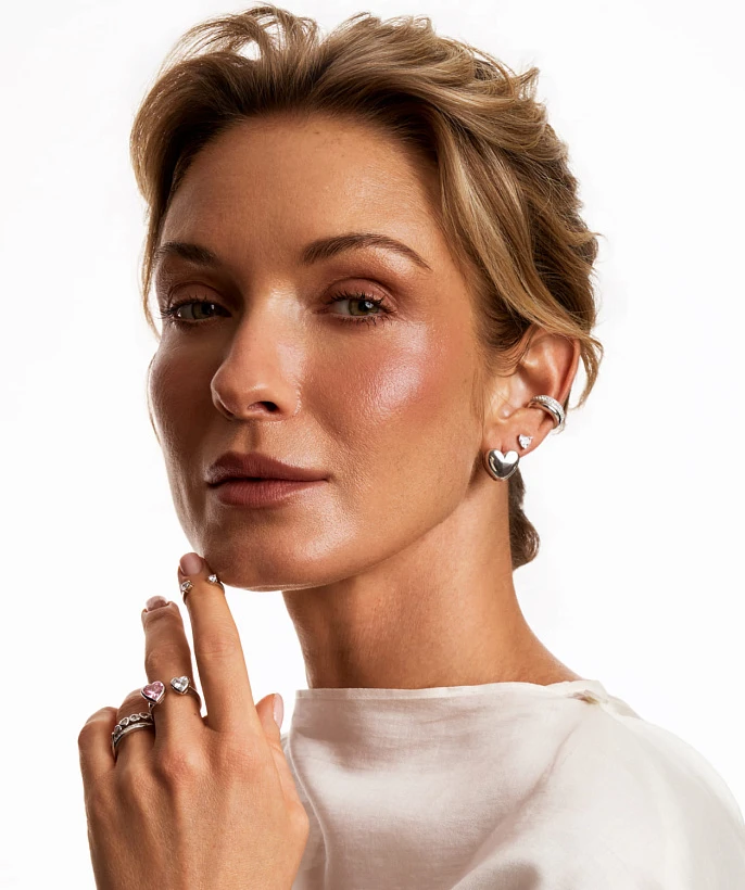 Серебряные серьги-сердца