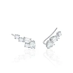 Серебряные серьги-клаймберы с фианитами
