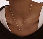 Серебряное колье  в покрытии желтое золото  с буквой Д MIESTILO