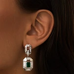 Серебряные серьги HARMONY с зеленым агатом и фианитами