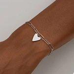 Серебряный браслет с сердецем в эмали MIESTILO