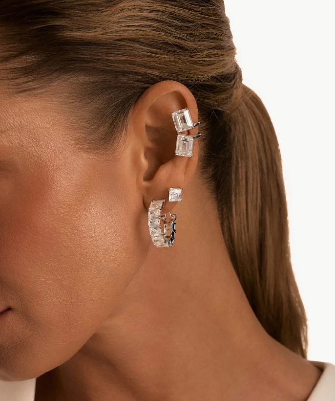 Серебряный крупный кафф ГРАЦИЯ с фианитами