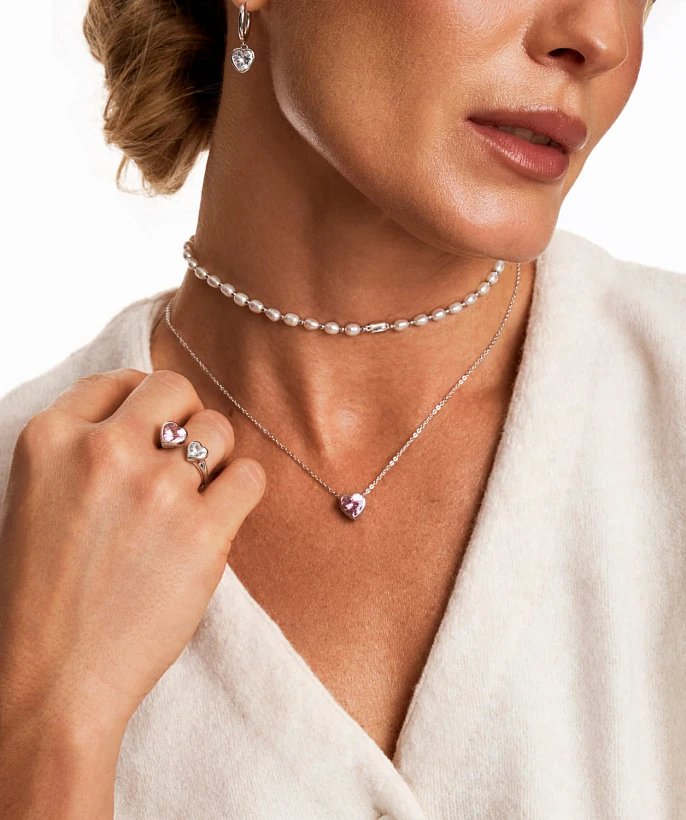 Серебряное колье SWEETHEART с сердцем