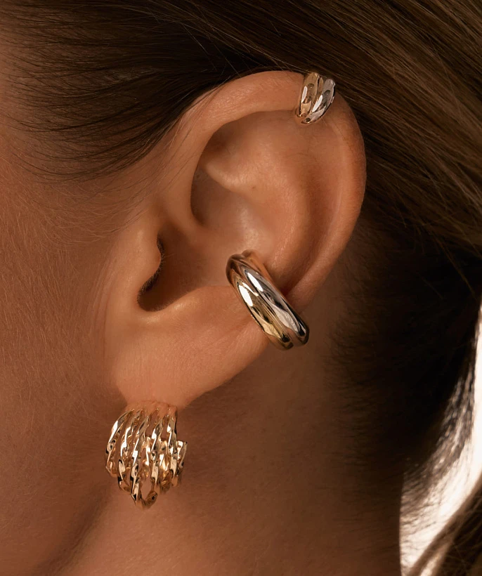 Серебряный кафф мини биколор