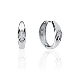 Серебряные серьги кольца с фианитом в виде ромба MIESTILO 