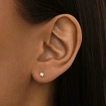 Серебряные серьги гвоздики с фианитом 3 мм MIESTILO