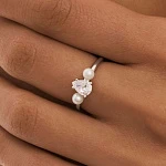 Серебряное кольцо СИЦИЛИЯ с жемчугом и белым фианитом