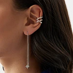 Серебряные серьги-цепочки со звездой и фианитами Isida