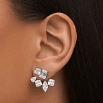 Серебряные серьги-джекеты ГРАЦИЯ с фианитами