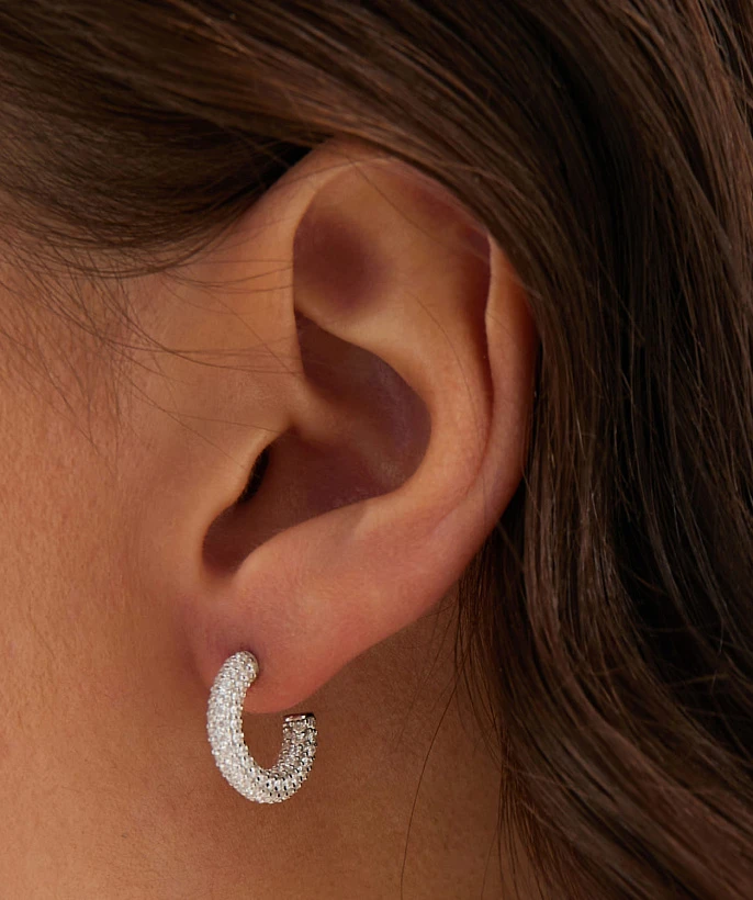 Серебряные серьги - кольца 20 мм "Hailey" с фианитами