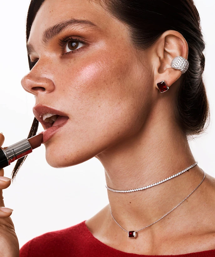 Теннисное серебряное колье чокер с фианитами