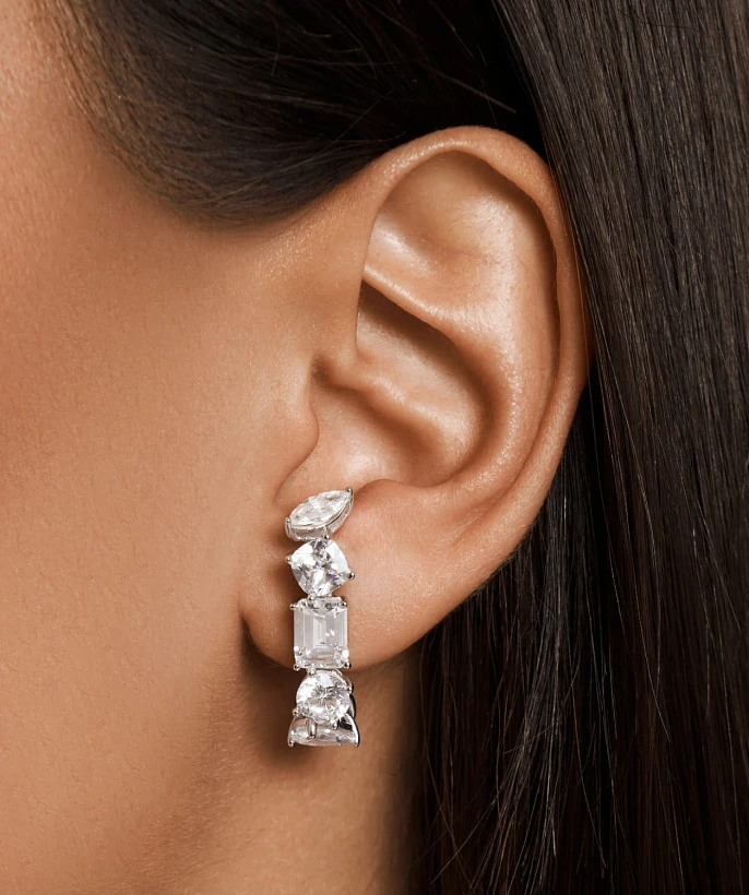 Серебряные серьги-скобы A LA RUSSE с фианитами