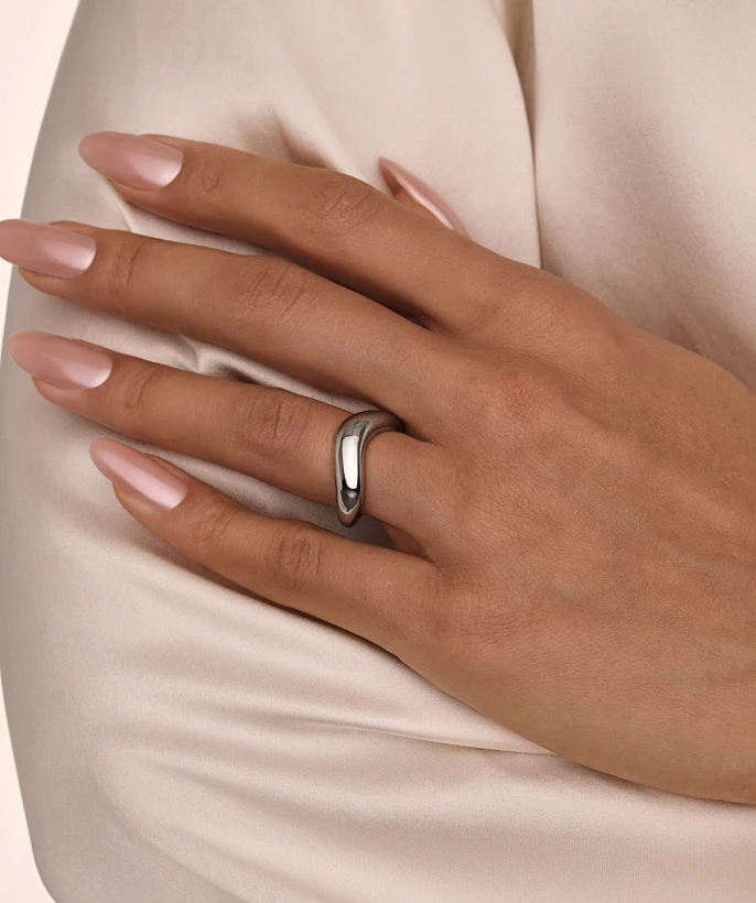 Серебряное кольцо волна гладкое MIESTILO