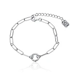 Серебряный браслет с якорной цепью и акцентным карабином MIESTILO