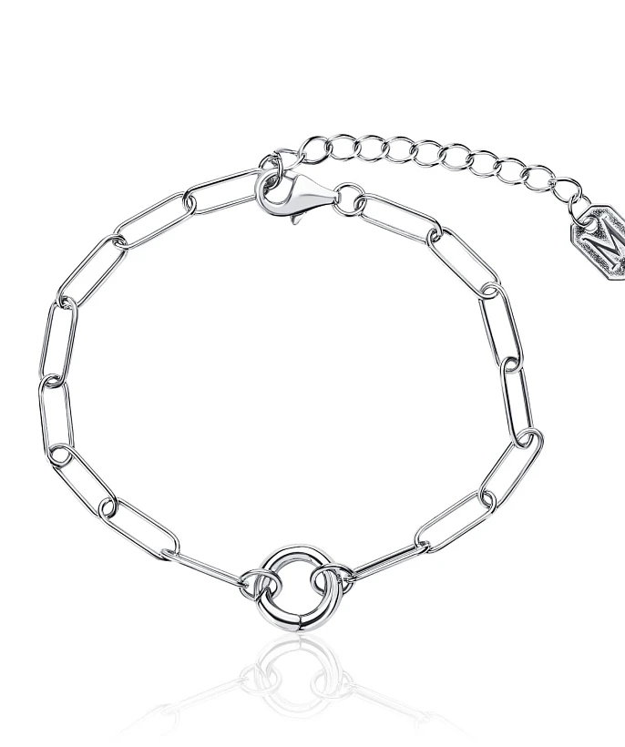 Серебряный браслет с якорной цепью и акцентным карабином MIESTILO