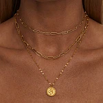Серебряное колье-цепь с витыми звеньями в покрытии желтое золото