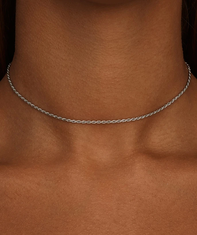 Серебряное колье-цепь кордового плетения