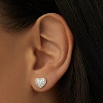 Серебряные пусеты в форме сердца с фианитами MIESTILO 