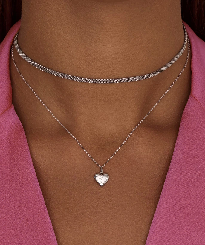 Серебряная подвеска сердце с фианитами MIESTILO