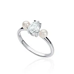 Серебряное кольцо SICILIA с жемчугом и белым фианитом