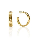 Серебряные фактурные серьги-кольца в покрытии желтое золото MIESTILO