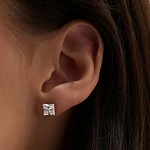 Cеребряные серьги-гвоздики Flawless с фианитом 6 мм