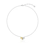 Серебряное колье с подвеской в форме сердца биколор