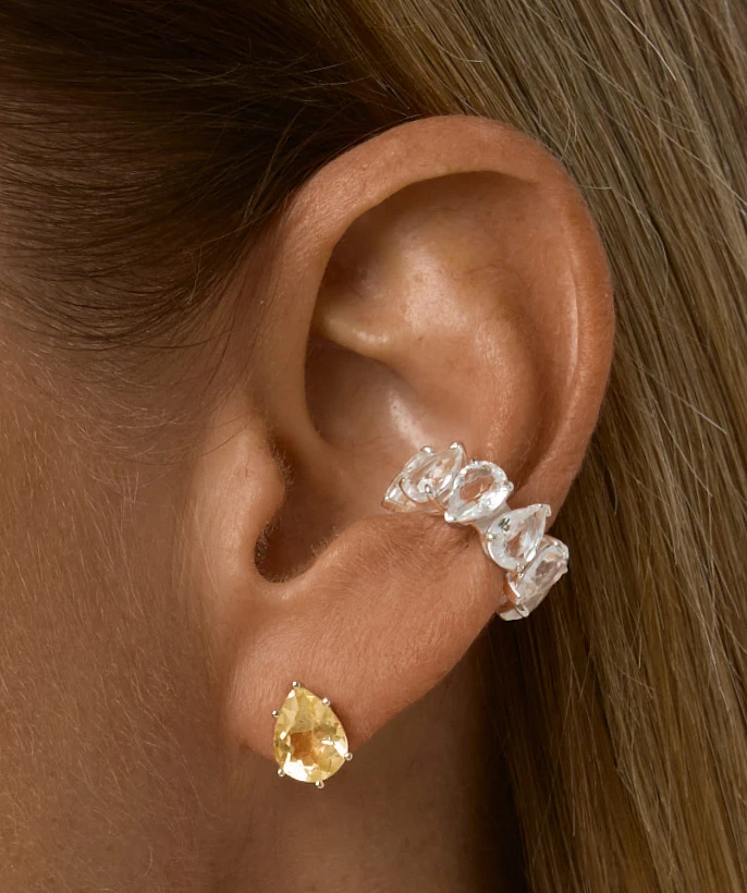 Серебряный кафф ЭРОС с горным хрусталем