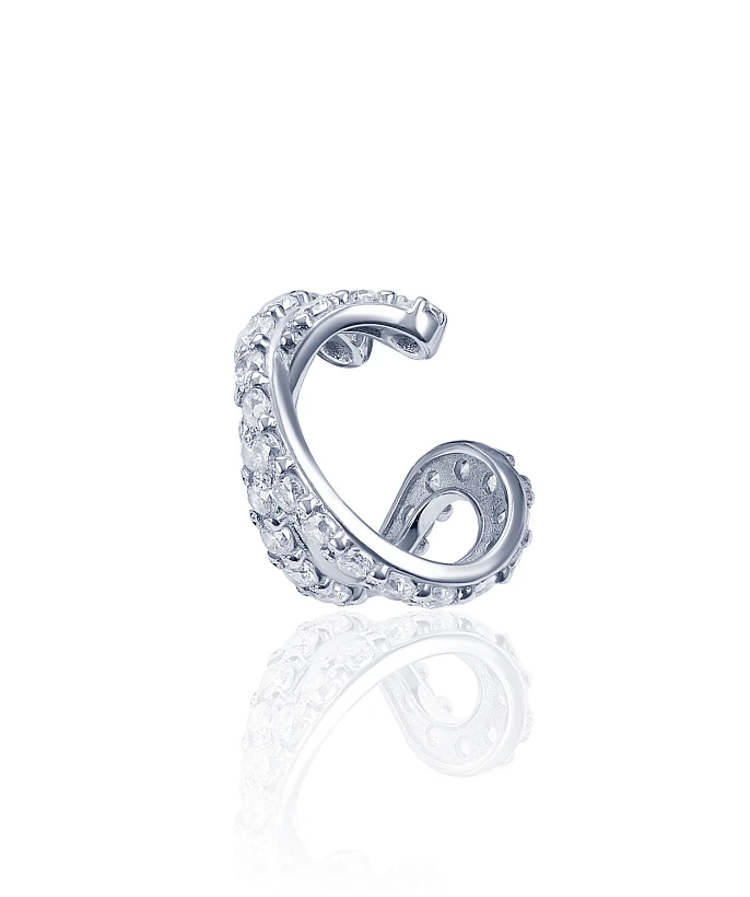 Двойной серебряный кафф с фианитами