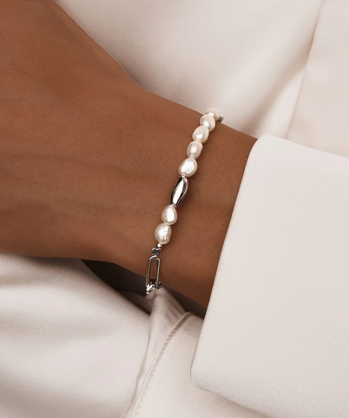 Серебряный браслет из натурального жемчуга MIESTILO