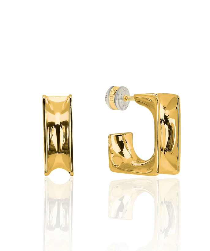 Серебряные серьги вогнутой формы в покрытии желтое золото