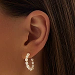 Позолоченные серьги-кольца из серебра с натуральным жемчугом