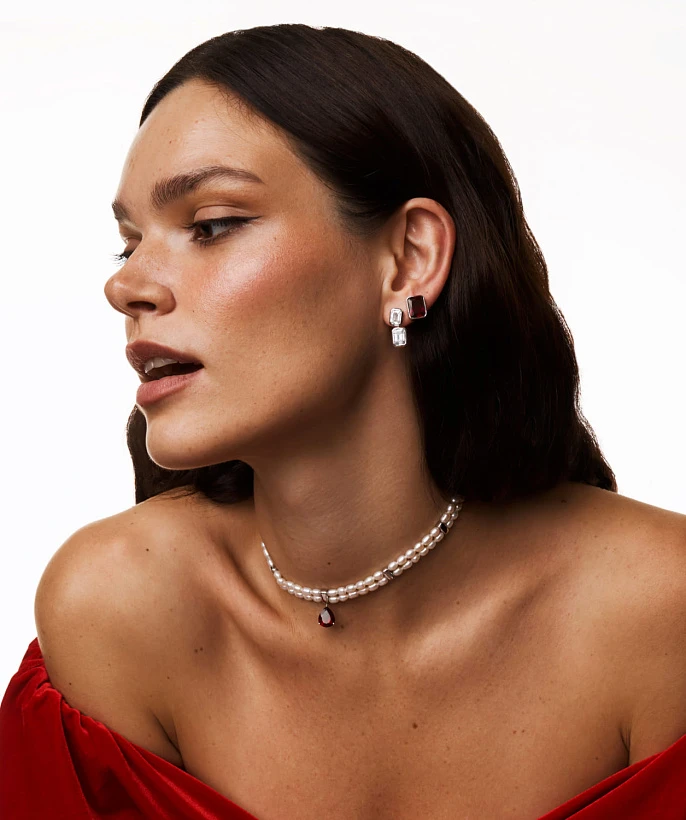 Серебряные серьги-трансформеры Midnight с фианитами