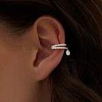 Кафф из серебра с фианитами с каплей