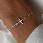 Браслет серебряный с крестом и фианитами MIESTILO