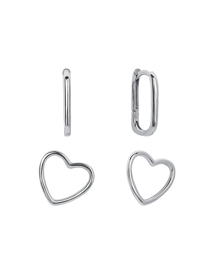 Минималистичные серебряные серьги-конго с подвеской в форме сердца MIESTILO 