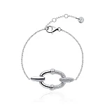 Серебряный браслет с крупным овалом и фианитами