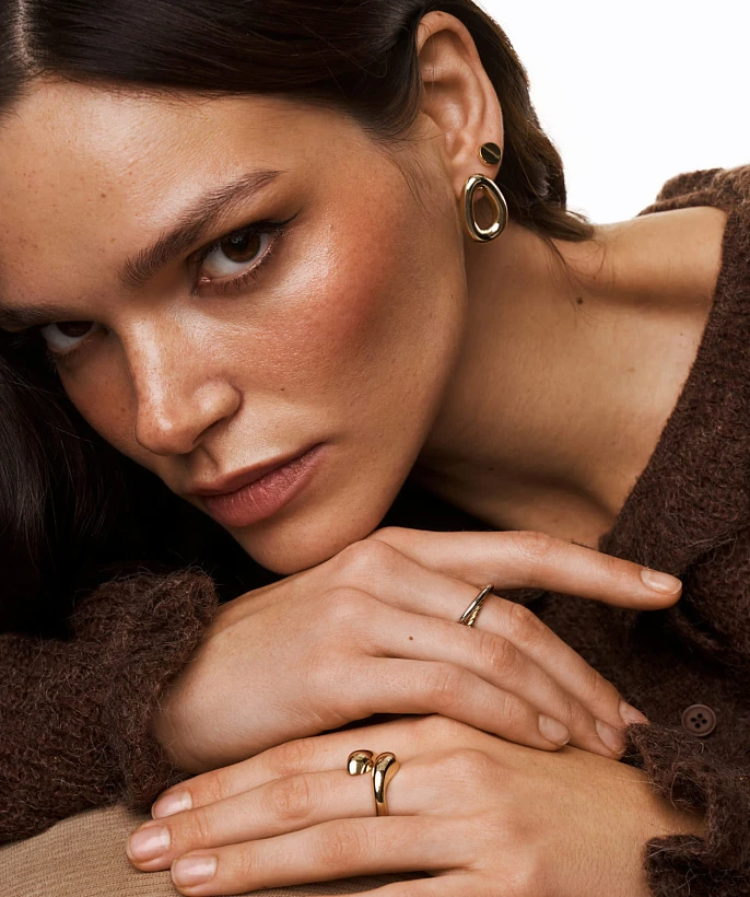 Разомкнутое кольцо PENELOPE из серебра в покрытии желтое золото