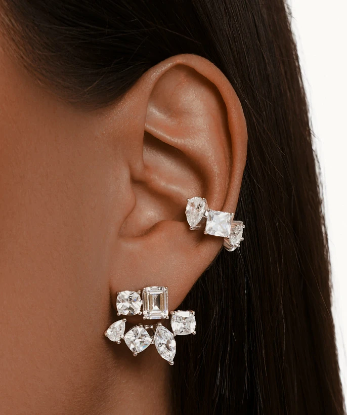 Серебряные серьги-джекеты A LA RUSSE с фианитами