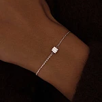 Браслет серебряный с фианитом в огранке Ашер MIESTILO