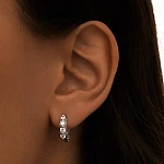 Серебряные серьги-кольца из фианитов в огранке Круг