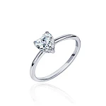 Тонкое кольцо с фианитом в огранке сердце MIESTILO