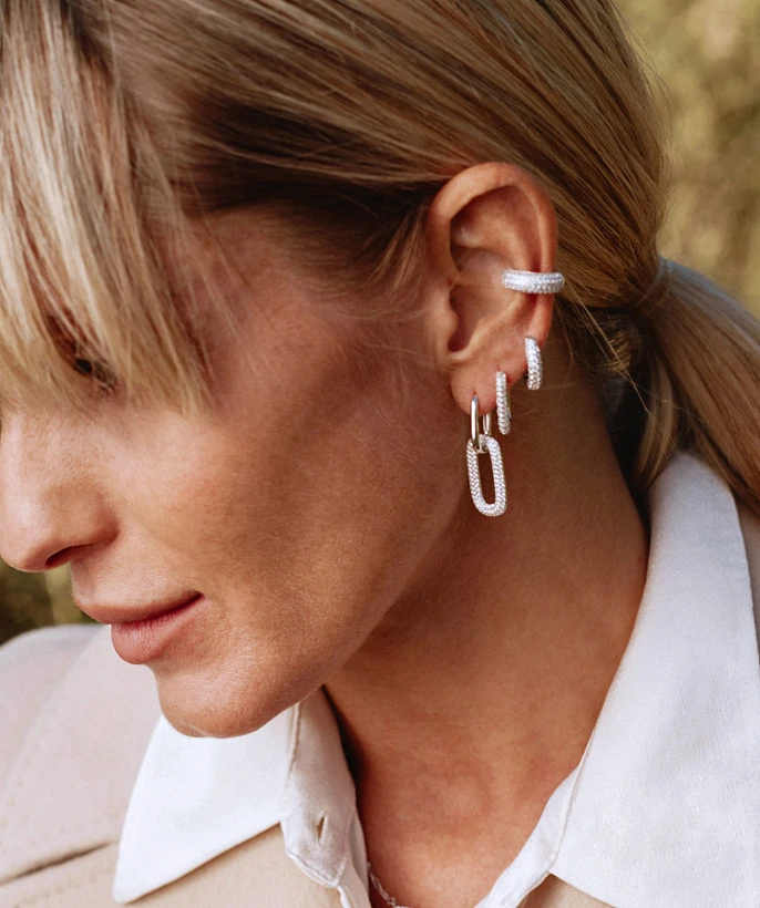 Серьги-трансформеры двухсторонние с фианитами серебряные