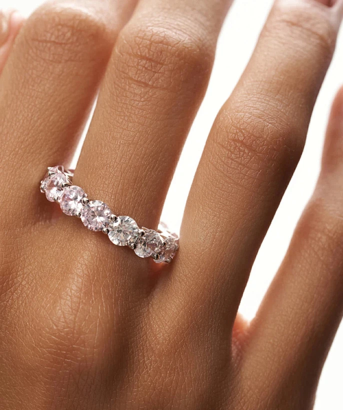 Кольцо из серебра Монро с розовыми и белыми фианитами